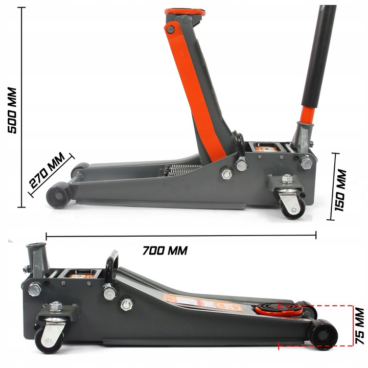 Hidraulikus emelő 3t 75-500mm M80234