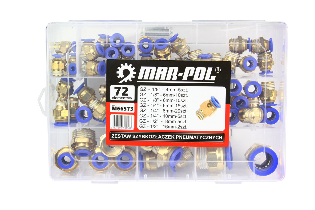 Pneumatikus gyorscsatlakozó készlet 72db-os  ( 4-16mm) - M66573