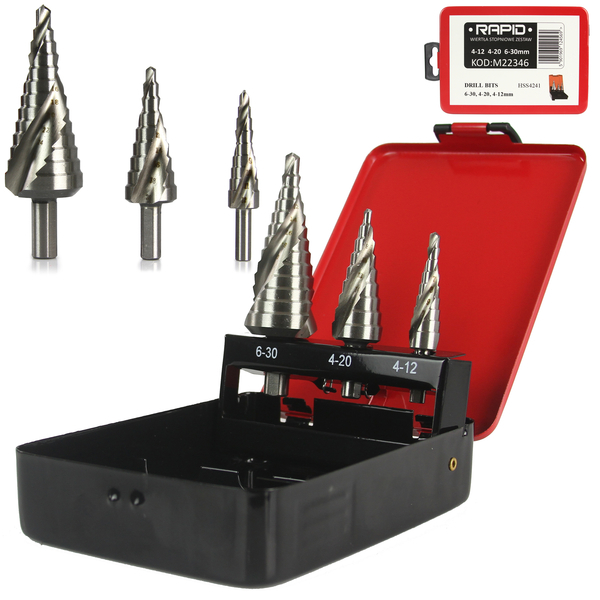 Lépcsős fúró 3 részes 4-12; 4-20; 6-30 RAPID M22346