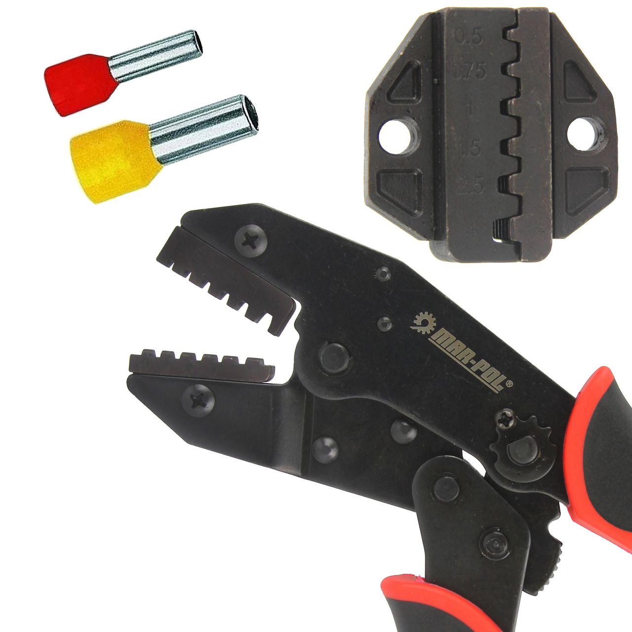 Fogó, saruzó készlet, profi - 0.5-16.0 mm2,-  5db cserélhető fejjel M49533