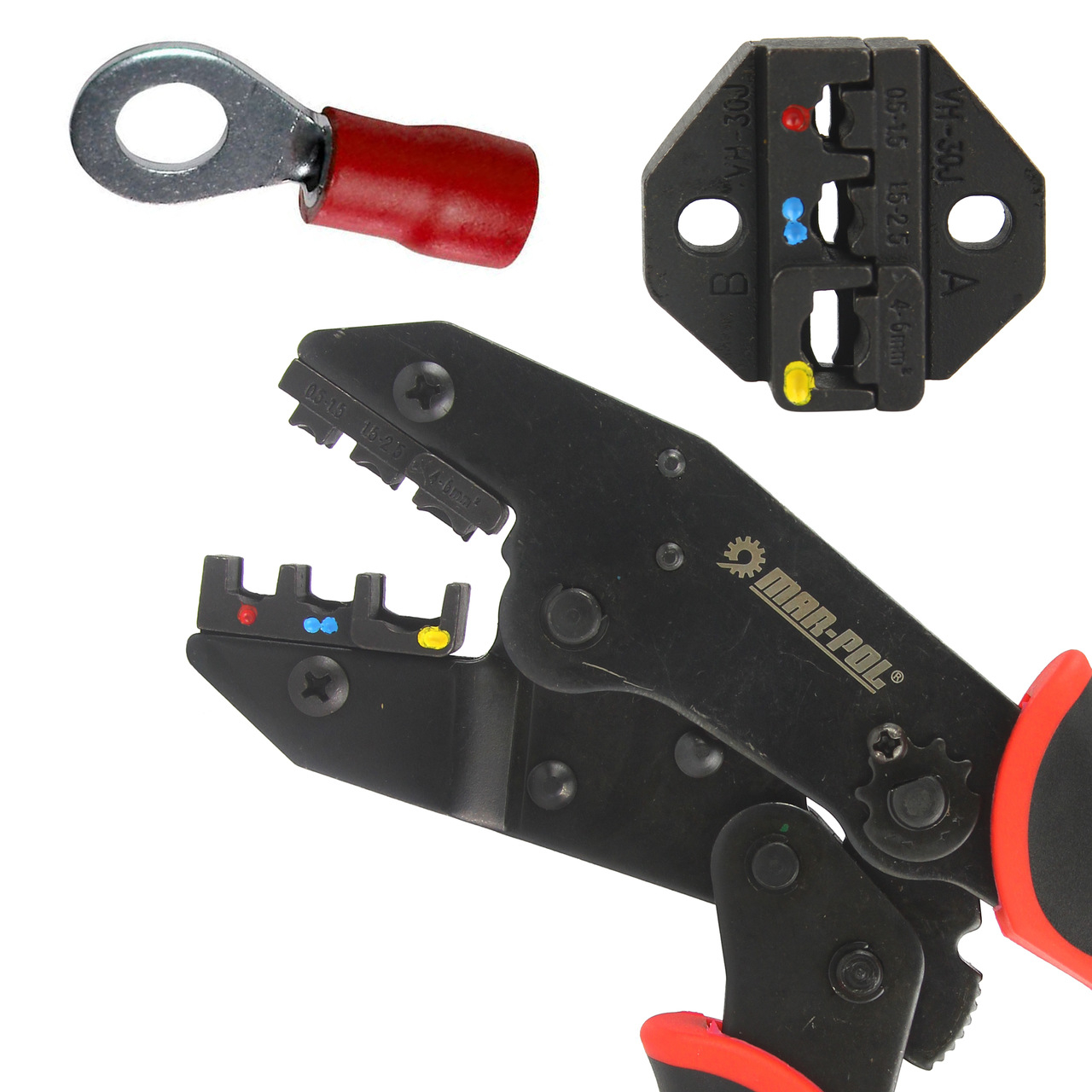 Fogó, saruzó készlet, profi - 0.5-16.0 mm2,-  5db cserélhető fejjel M49533