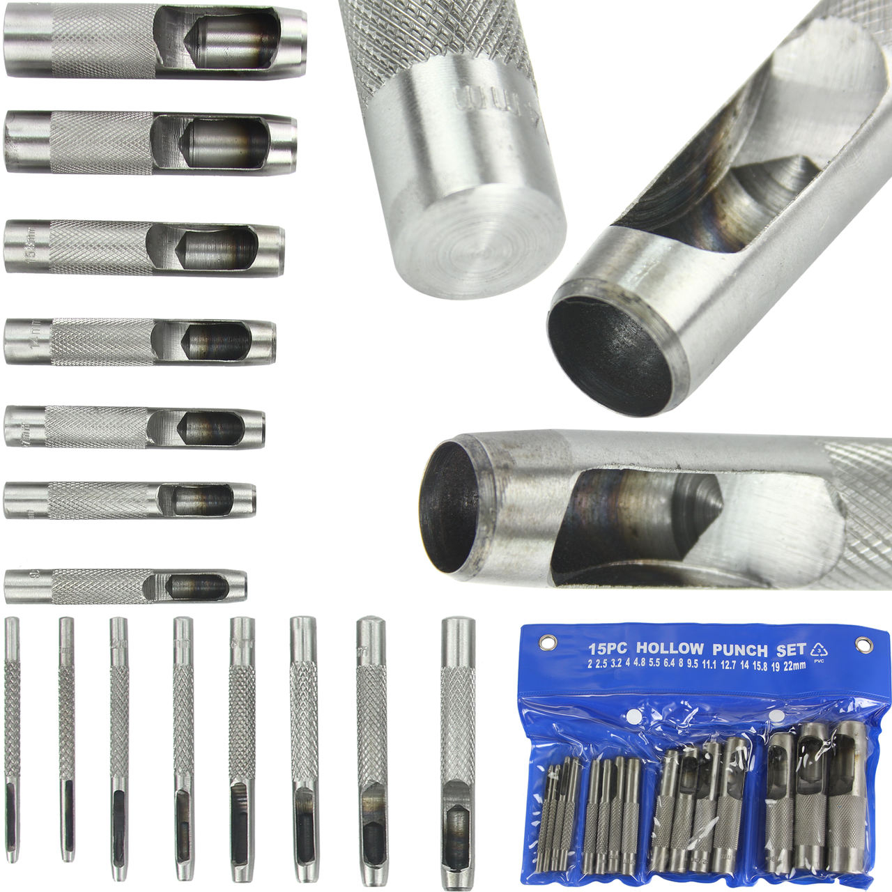 Bőrlyukasztó készlet 15 részes 2-22mm M51095