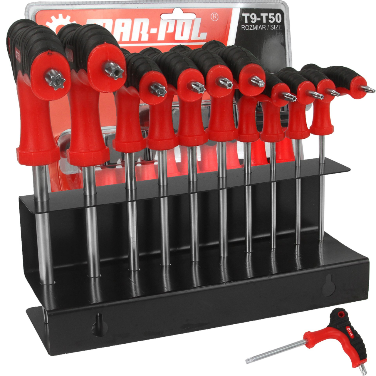 Torx kulcs készlet T-markolattal 10-részes T9-T50 M66426