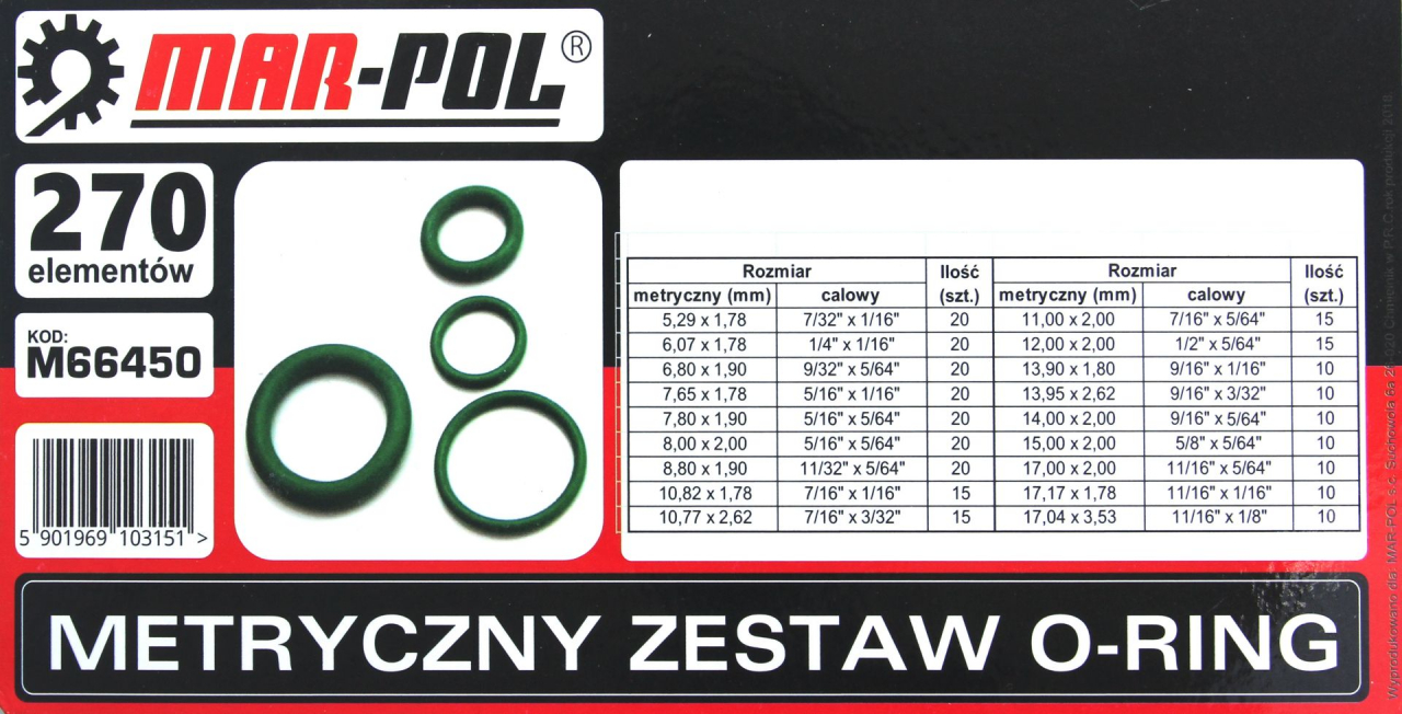  O-gyűrű készlet 270 darab M66450
