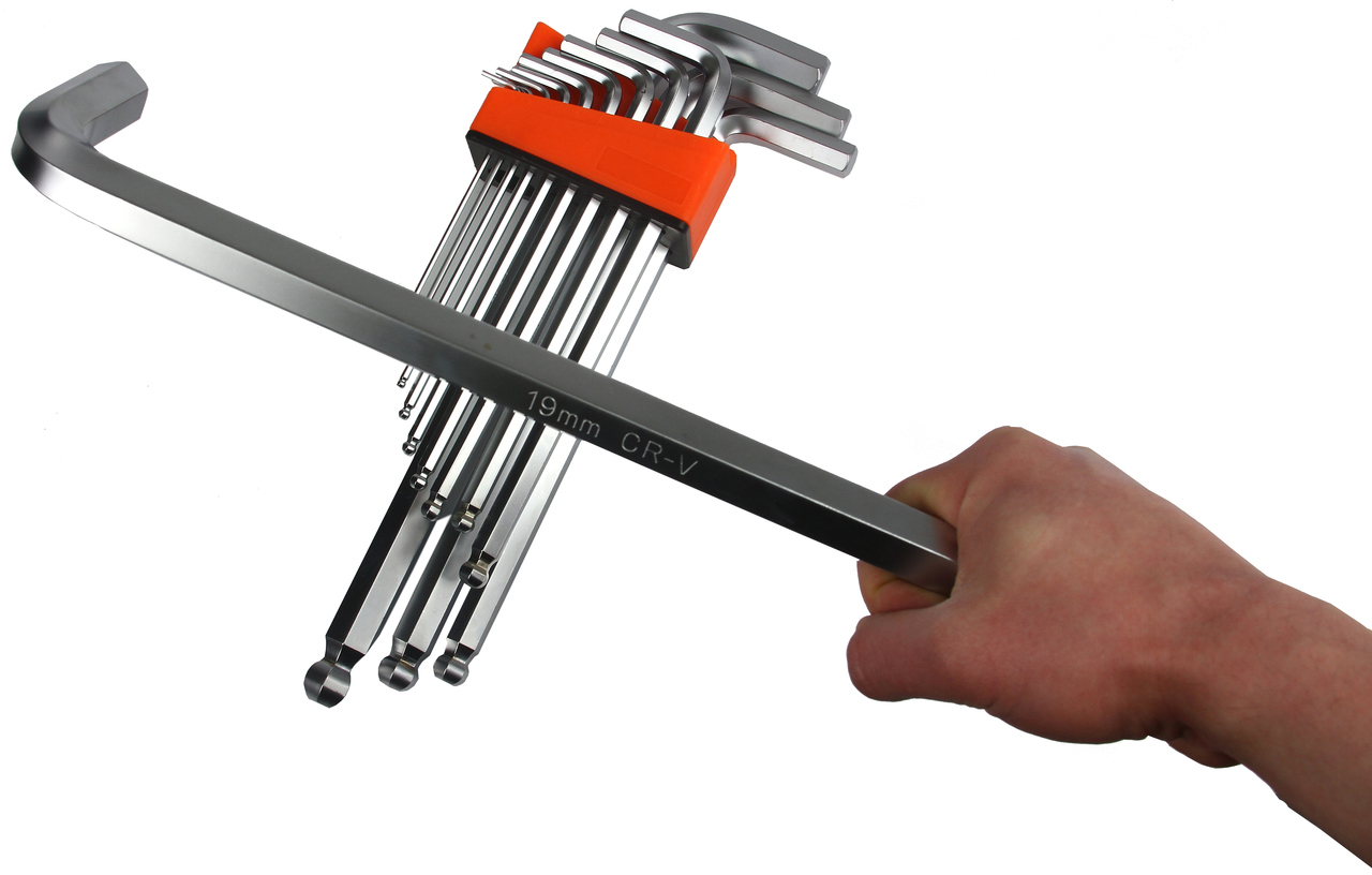 Hosszított gömbvégű imbusz kulcs készlet 13 részes 2-19mm M66429 